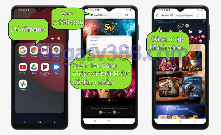 Tải phần mềm SV388 cho điện thoại Android - Bước 1